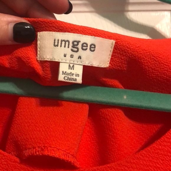 Orange quarter length ruffle top - Picture 3 of 3